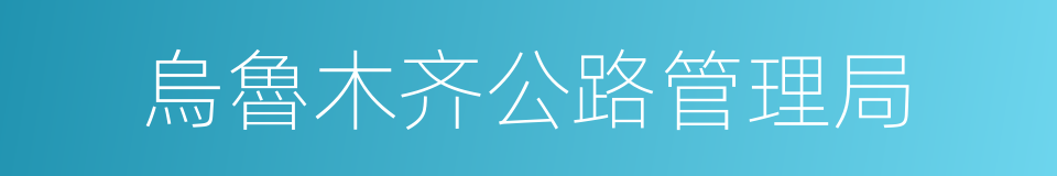 烏魯木齐公路管理局的同義詞