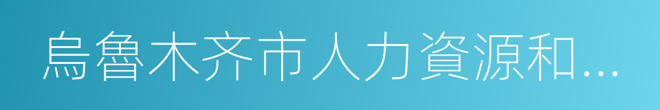 烏魯木齐市人力資源和社會保障局的同義詞