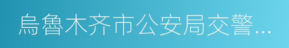 烏魯木齐市公安局交警支隊的同義詞