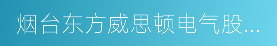 烟台东方威思顿电气股份有限公司的同义词