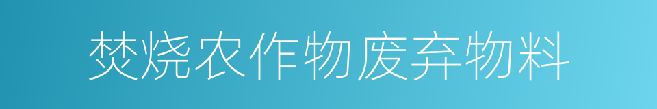 焚烧农作物废弃物料的同义词