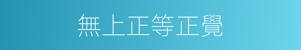 無上正等正覺的同義詞