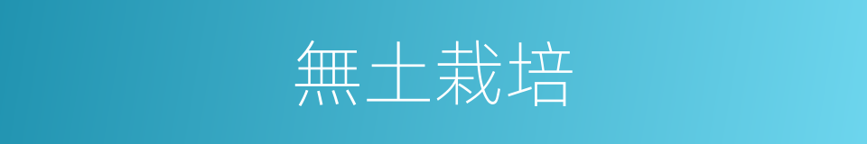 無土栽培的意思