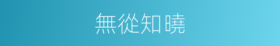 無從知曉的意思