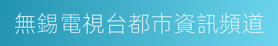 無錫電視台都市資訊頻道的同義詞