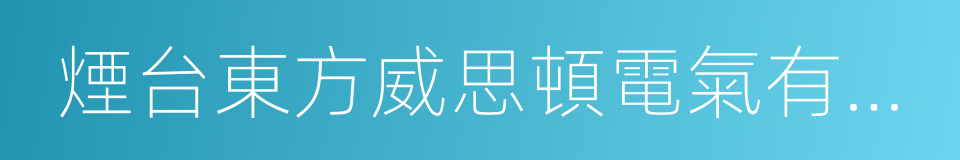 煙台東方威思頓電氣有限公司的同義詞