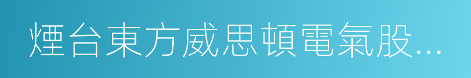 煙台東方威思頓電氣股份有限公司的同義詞