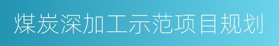 煤炭深加工示范项目规划的同义词