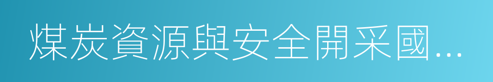 煤炭資源與安全開采國家重點實驗室的同義詞