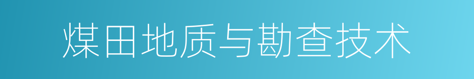 煤田地质与勘查技术的同义词