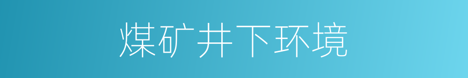 煤矿井下环境的同义词