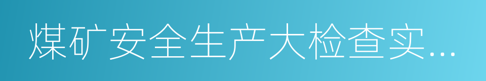 煤矿安全生产大检查实施方案的同义词