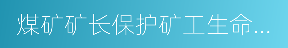 煤矿矿长保护矿工生命安全七条规定的同义词