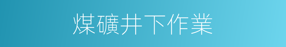 煤礦井下作業的同義詞