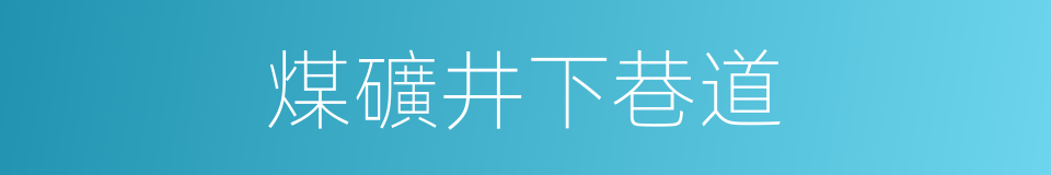 煤礦井下巷道的同義詞