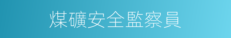 煤礦安全監察員的同義詞