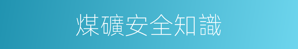 煤礦安全知識的同義詞