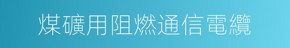 煤礦用阻燃通信電纜的同義詞