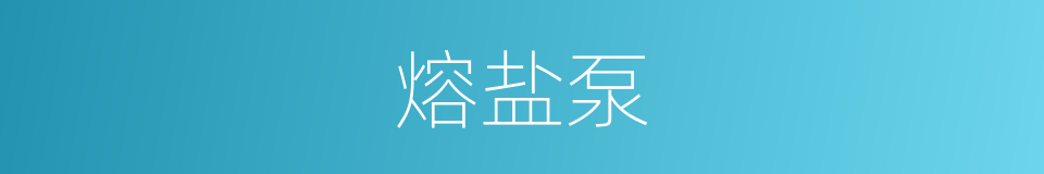 熔盐泵的意思