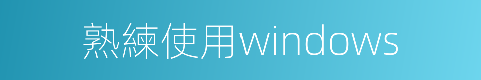 熟練使用windows的同義詞