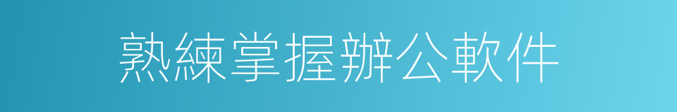 熟練掌握辦公軟件的同義詞