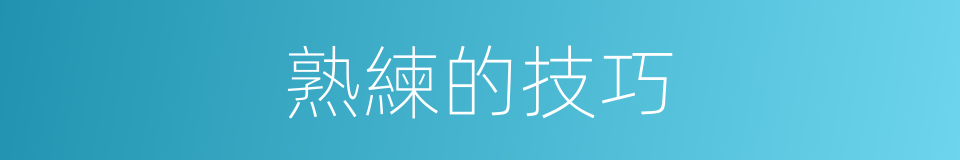 熟練的技巧的同義詞