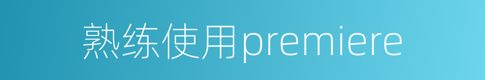 熟练使用premiere的同义词