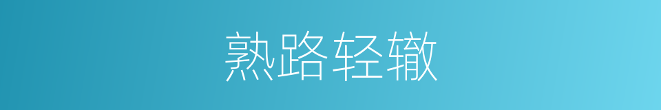 熟路轻辙的意思