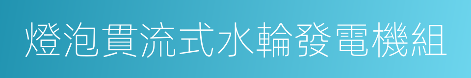 燈泡貫流式水輪發電機組的同義詞