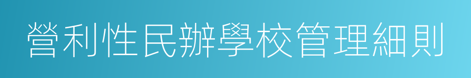 營利性民辦學校管理細則的同義詞