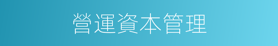 營運資本管理的同義詞