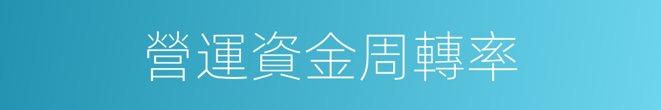 營運資金周轉率的同義詞