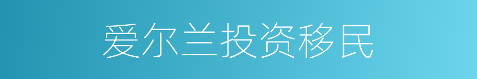 爱尔兰投资移民的同义词