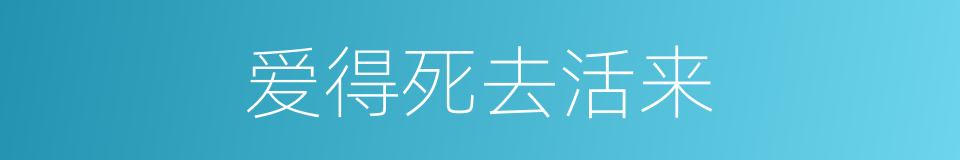 爱得死去活来的意思