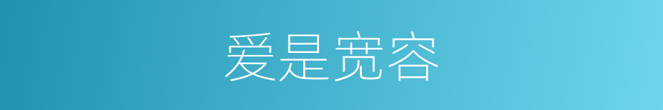 爱是宽容的同义词