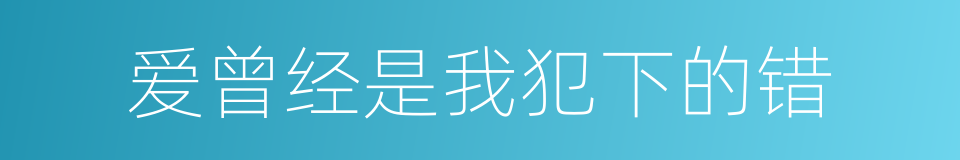 爱曾经是我犯下的错的同义词