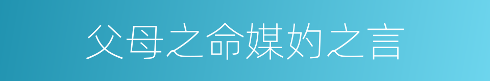 父母之命媒妁之言的意思