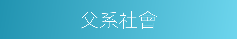 父系社會的意思