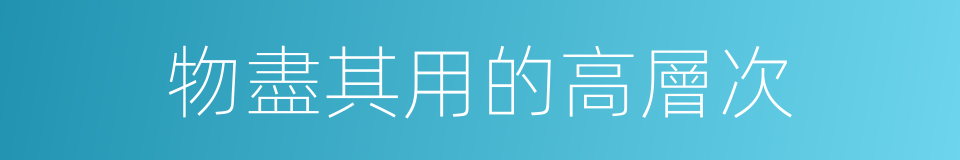物盡其用的高層次的同義詞