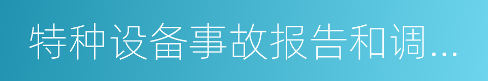 特种设备事故报告和调查处理规定的同义词