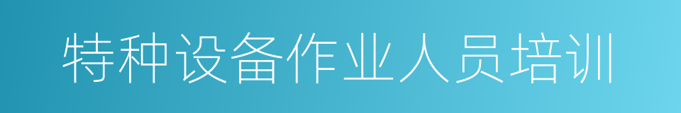 特种设备作业人员培训的同义词