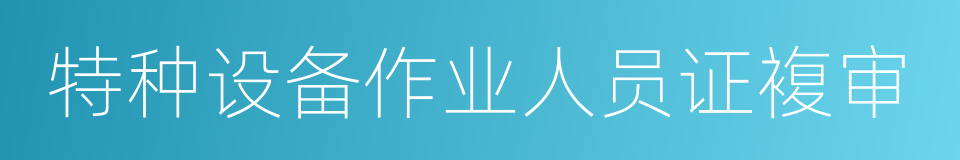 特种设备作业人员证複审的同义词