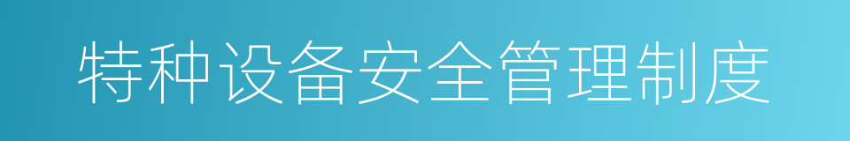 特种设备安全管理制度的同义词
