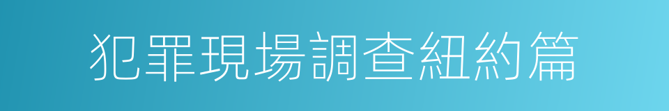 犯罪現場調查紐約篇的同義詞