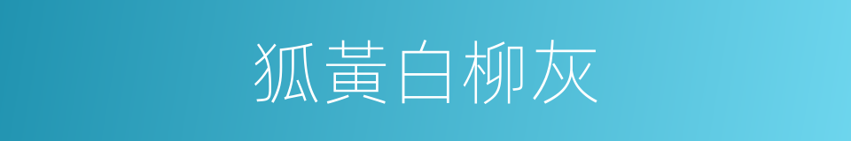 狐黃白柳灰的意思