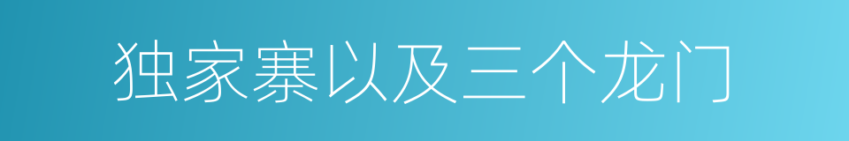 独家寨以及三个龙门的同义词