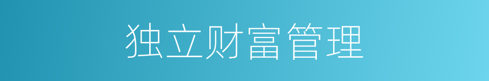 独立财富管理的同义词