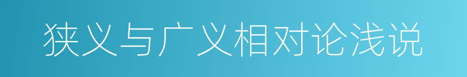 狭义与广义相对论浅说的同义词