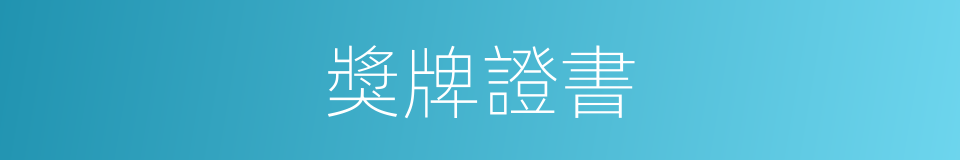 獎牌證書的同義詞