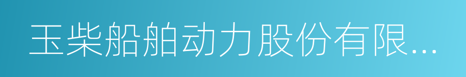 玉柴船舶动力股份有限公司的同义词